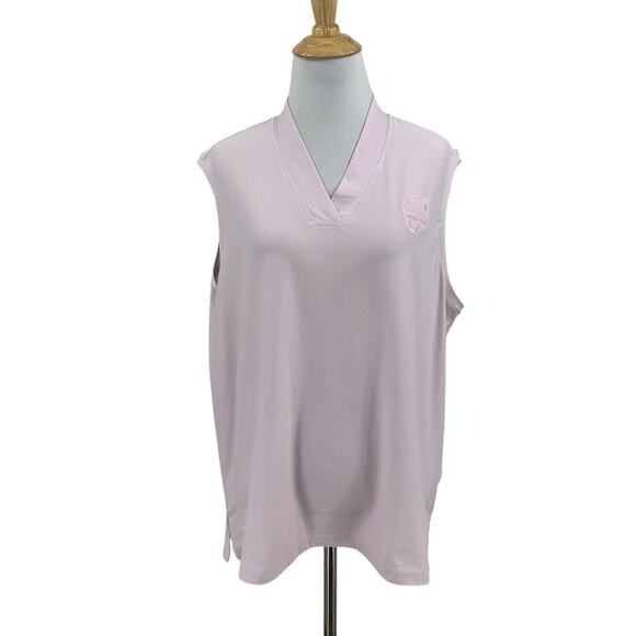 Adidas Tank Top Womens XL Pale Pink Sleeveless V Neck Performance Golf *LOGO - Picture 1 of 10